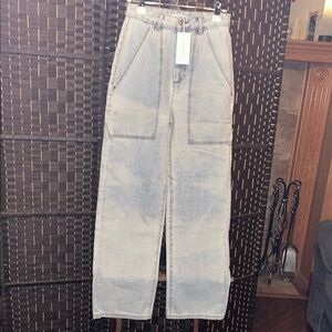 Light Blue Denim Pants with Lightning bolts in the back, size 8